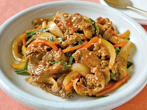 牛肉と玉ねぎのプルコギ風炒め